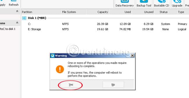 Cách chia ổ cứng Windows XP không mất dữ liệu