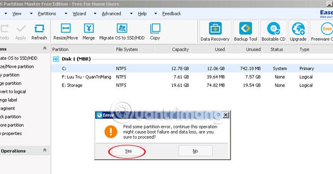 Cách chia ổ đĩa Windows XP