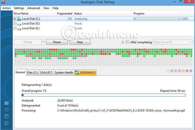 Auslogics Disk Defrag chống phân mảnh ổ đĩa