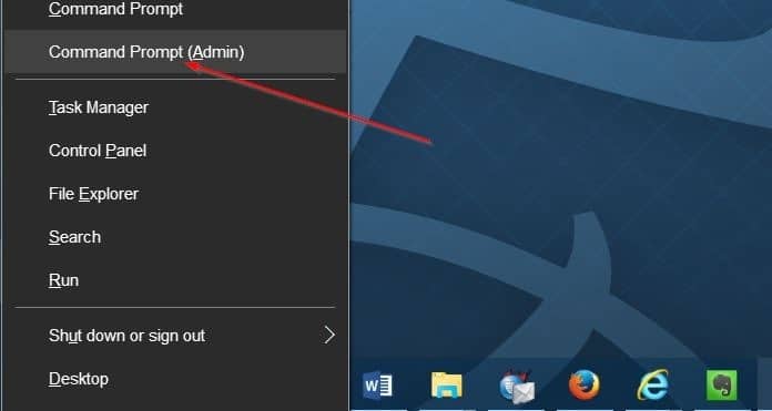 chọn Command Prompt (Admin)