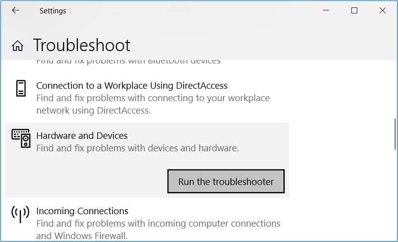 con-tro-chuot-bien-mat-6 Chọn trình khắc phục sự cố Hardware and Devices