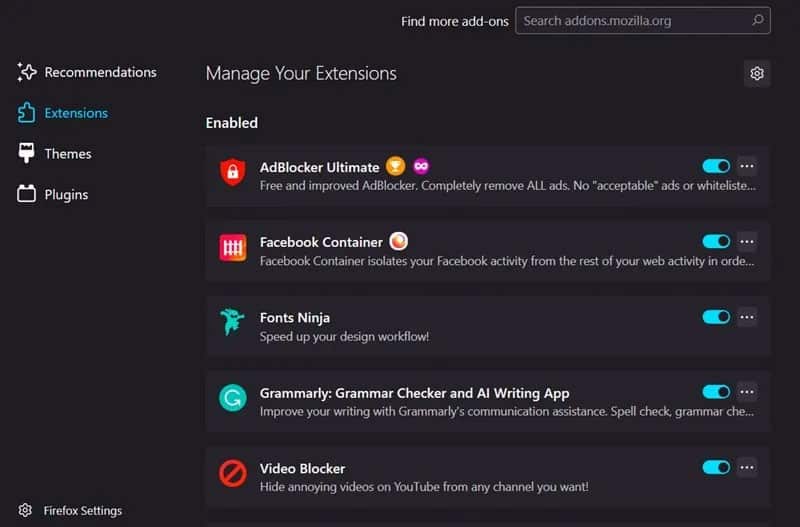 cong-cu-tim-kiem-va-trang-chu-lien-tuc-thay-doi-13 Vô hiệu hóa tiện ích bổ sung trong trình duyệt Firefox.