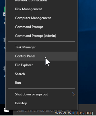 chọn Control Panel