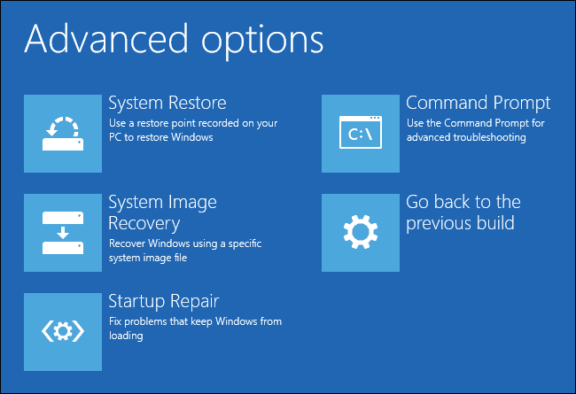 Cửa sổ Advanced Options