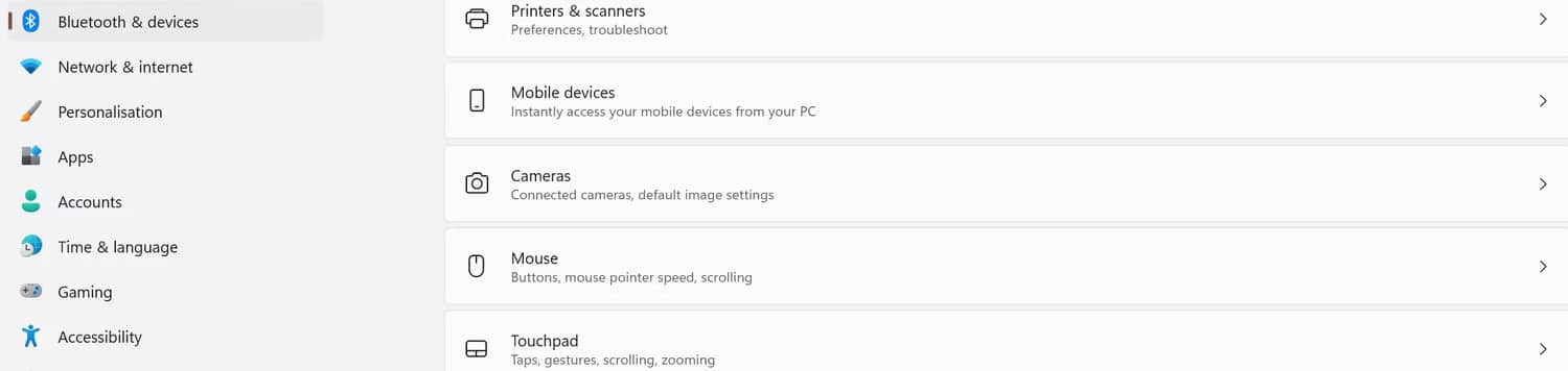 cuon-bang-hai-ngon-tay-khong-hoat-dong-tren-windows-2 Mở cài đặt bàn di chuột trong ứng dụng Windows Settings