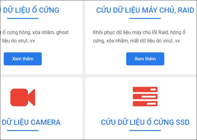 Danh sách thiết bị khôi phục