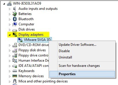 mở rộng tùy chọn có tên Display Adapters