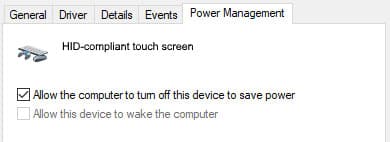 Menu Power Management