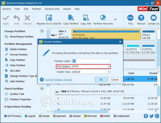 Chọn NTFS