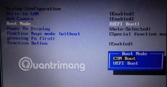 Thay đổi boot mode