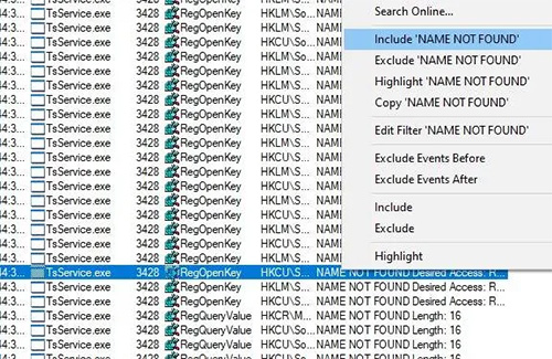 go-loi-ung-dung-voi-process-monitor-3 Vấn đề “Name not found” là hiện tượng phổ biến nhất