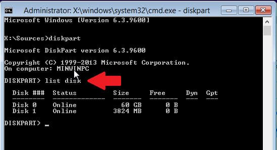 list disk