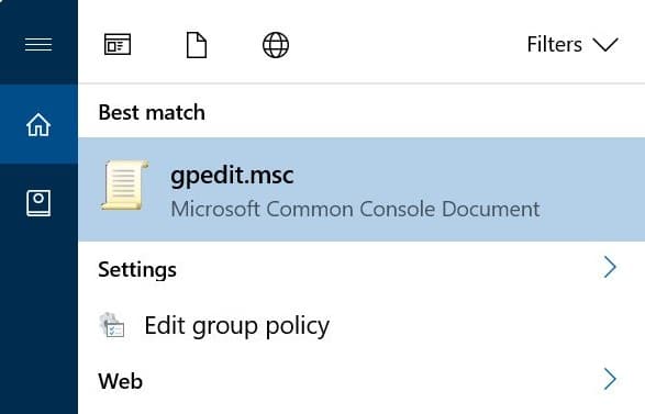 mở cửa sổ Group Policy Editor