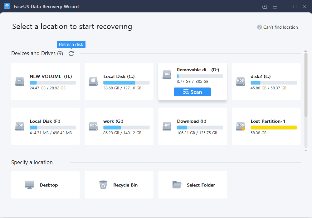 hien-file-an-tren-usb-4 Phần mềm hiện file ẩn EaseUS Data Recovery Wizard
