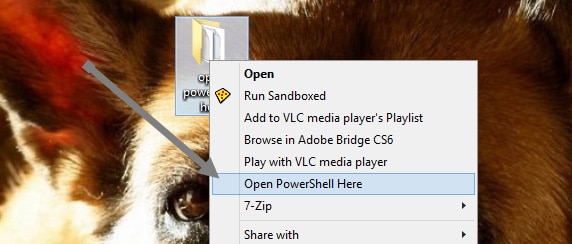 chỉ cần kích chuột phải vào đó và chọn tùy chọn "Open Powershell here" từ menu ngữ cảnh