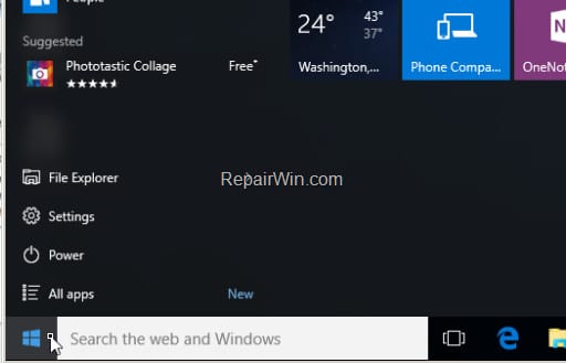 Sửa lỗi Start Menu và Cortana