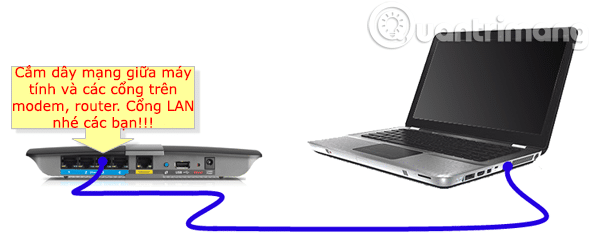 Cắm trực tiếp máy tính - router hoặc modem