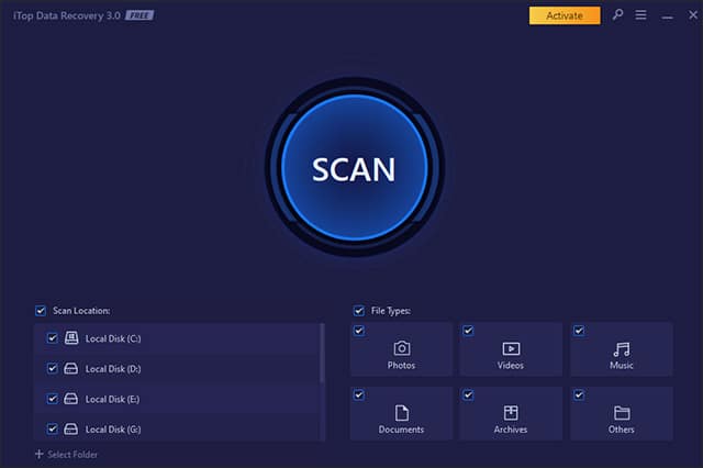 Giao diện iTop Data Recovery