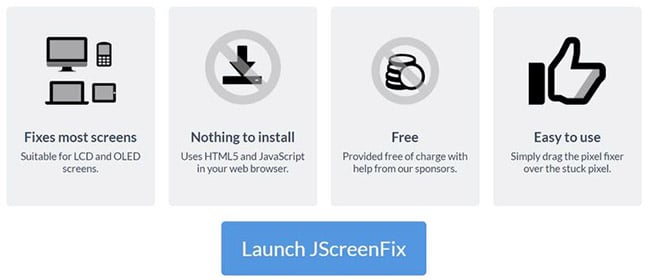 khac-phuc-diem-chet-tren-man-hinh-1 Nhấp vào nút Launch JScreenFix ở cuối trang