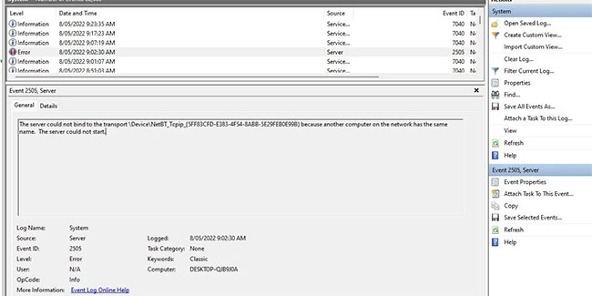 khac-phuc-loi-event-id-2505-1 Lỗi “Server Could Not Bind to the Transport”