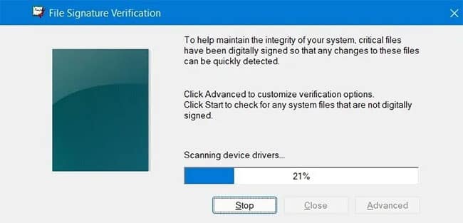 khac-phuc-su-co-vong-lap-khoi-dong-windows-4 Chờ cho quá trình quét "File Signature Verification" hoàn tất