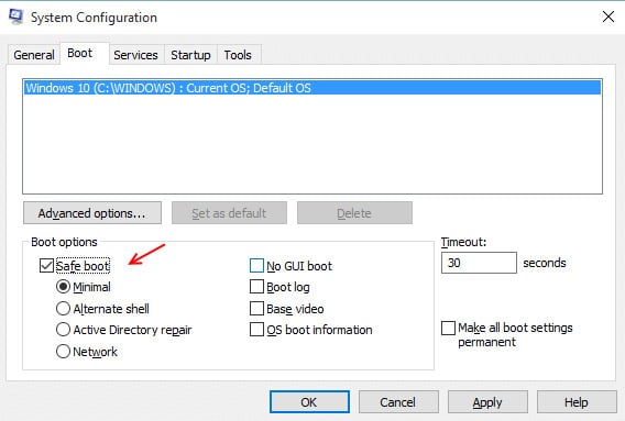 Bạn có thể Windows theo bốn chế độ an toàn khác nhau, tùy thuộc vào sự cố cũng như vấn đề mà bạn đang gặp phải.