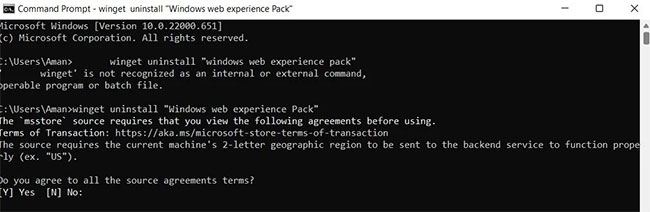 khac-phuc-windows-widgets-su-dung-cpu-cao-1 Cửa sổ Command Prompt với các lệnh gỡ cài đặt Widgets