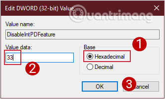 khoa-touchpad-5 Chọn Hexadecimal và thay đổi giá trị của nó thành 33