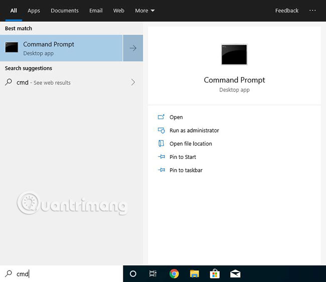 Mở Command Prompt