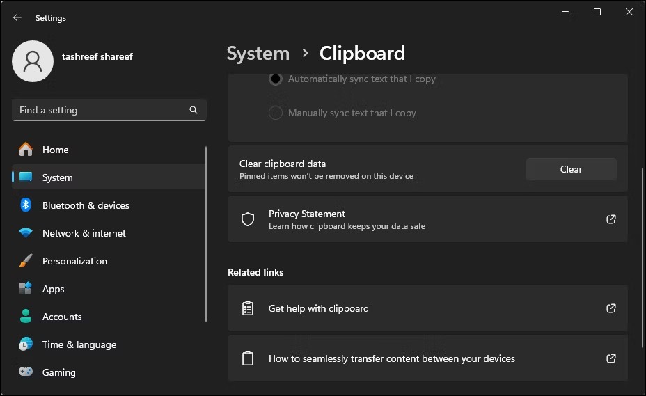 khong-the-copy-paste-trong-windows-1 Ứng dụng Windows 11 Settings hiển thị cài đặt Clipboard