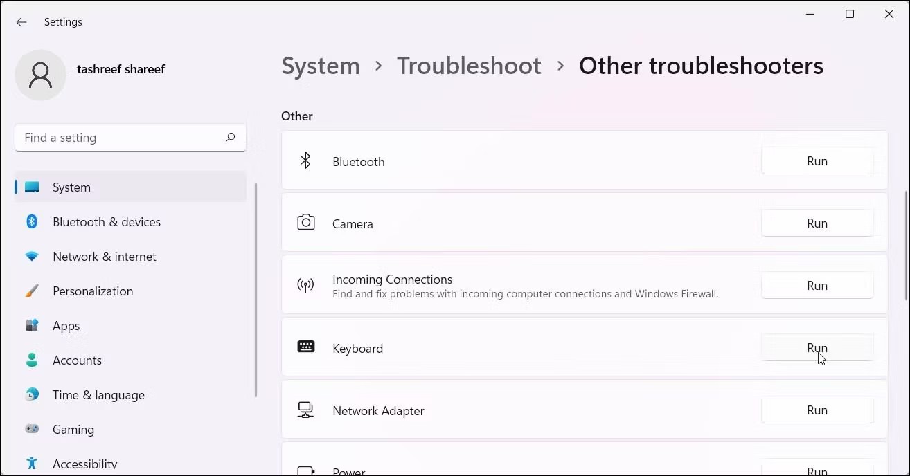 khong-the-copy-paste-trong-windows-8 Cài đặt Windows 11 hiển thị tùy chọn Keyboard Troubleshooter.