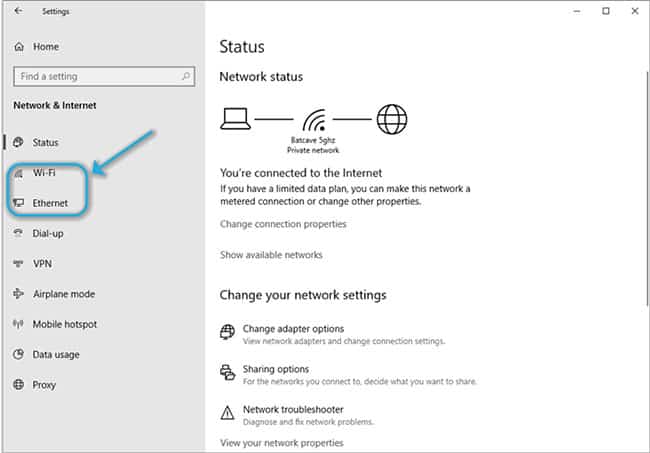 khong-the-ngat-ket-noi-khoi-vpn-2 Chọn Ethernet