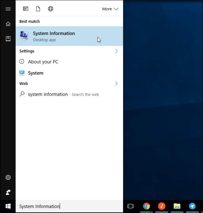 Sử dụng công cụ System Information Tool