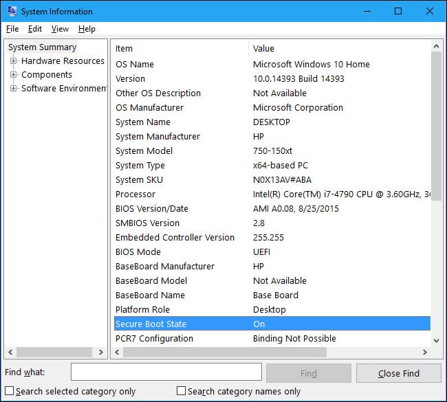 Kích hoạt System Information Tool