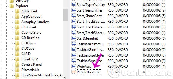 Thêm khóa PersistBrowers