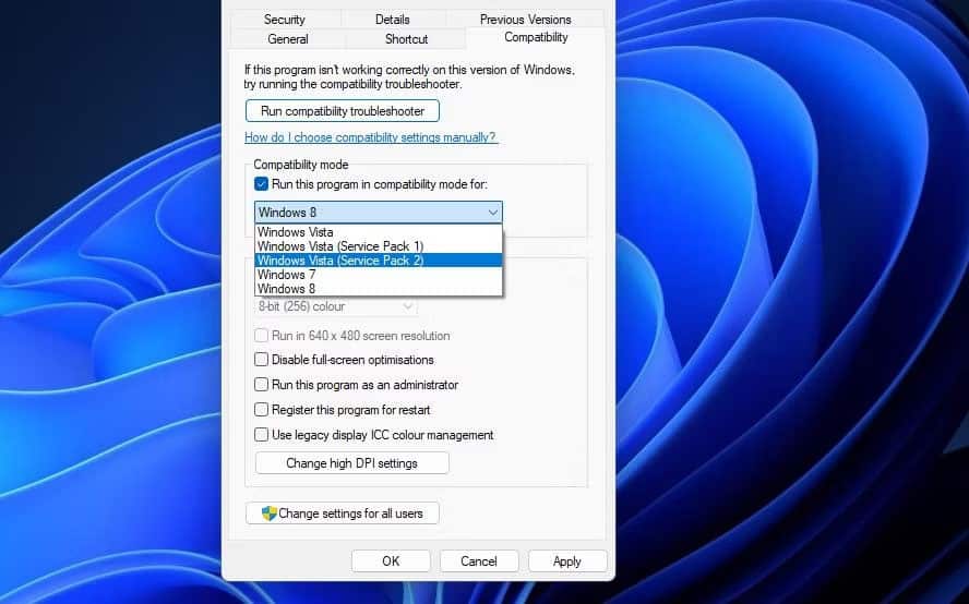 loi-740-requested-operation-requires-elevation-2 Menu drop-down Run this program in compatibility mode