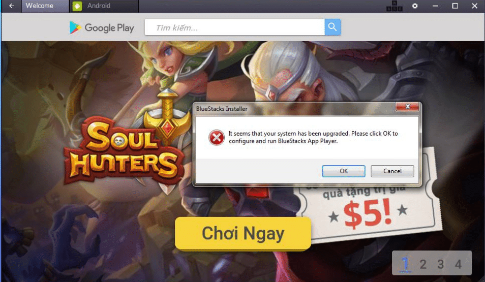 lỗi phần mềm giả lập BlueStacks