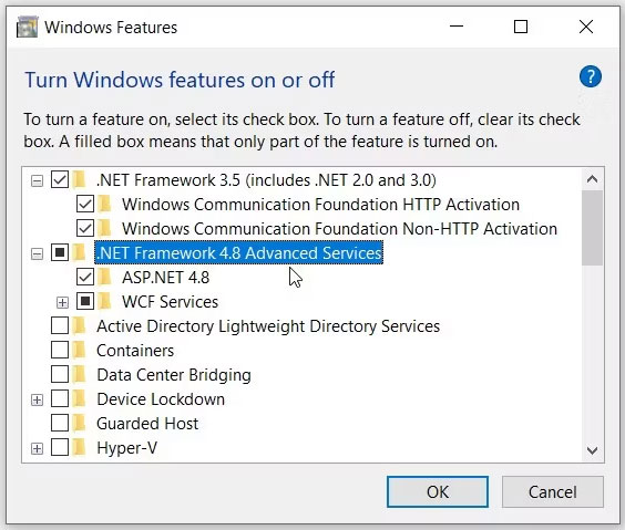 loi-cai-dat-microsoft-net-framework-4-0x800c0006-5 Kích hoạt tùy chọn Dot Net Framework trên Windows