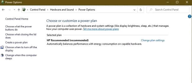 Power Options