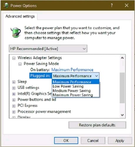Thiết lập “Maximum Performance”