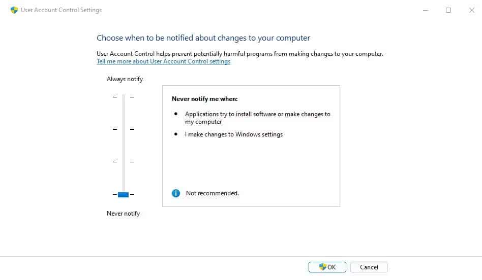 loi-error-opening-file-for-writing-11 Cửa sổ cài đặt User Account Control