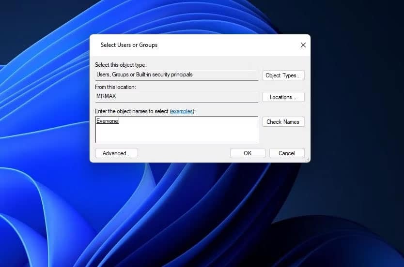 loi-error-opening-file-for-writing-9 Cửa sổ Select User or Group