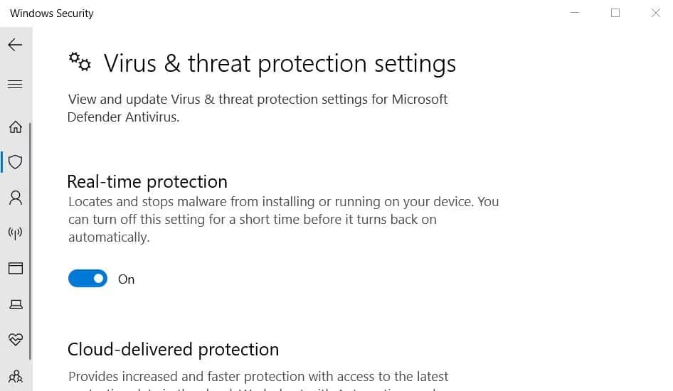 loi-insufficient-system-resources-exist-9 Cài đặt bảo vệ theo thời gian thực trong Windows Security