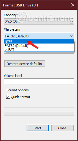 loi-khong-format-duoc-usb-2 Thay đổi định dạng FAT 32 thành NTFS hoặc định dạng khác