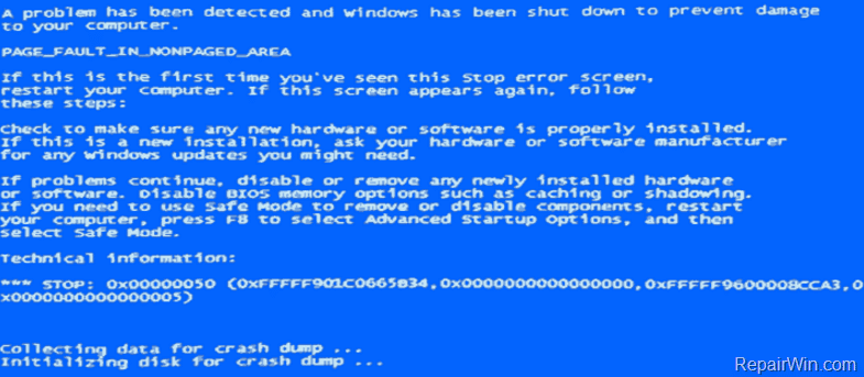 Lỗi màn hình xanh chết chóc BSOD PAGE_FAULT_IN_NONPAGED_AREA