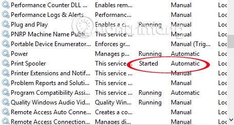 The print spooler service is not running