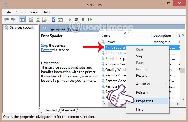 The print spooler service is not running