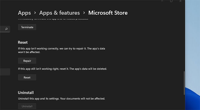 loi-microsoft-store-0x80004003-7 Nhấp vào nút Repair