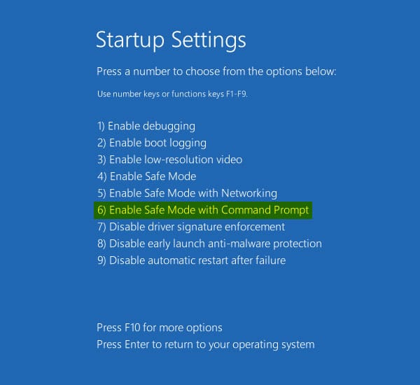 loi-nut-yes-trong-uac-bien-mat-4 Chọn “Enable Safe Mode with Command Prompt“