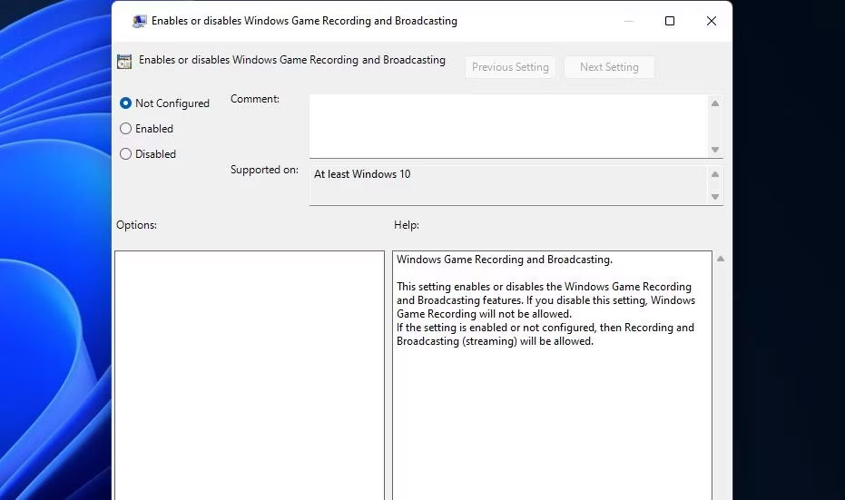 loi-pc-doesn-t-meet-hardware-requirements-for-captures-6 Cửa sổ Enables or disables Windows Game Recording and Broadcasting của Windows